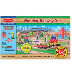 Melissa & Doug Wooden Railway Set (132 pieces).