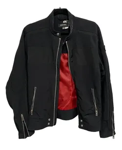 DIESEL Men’s Nylon Cafe Racer Biker Jacket Black Full Zip Moto Coat Sz L