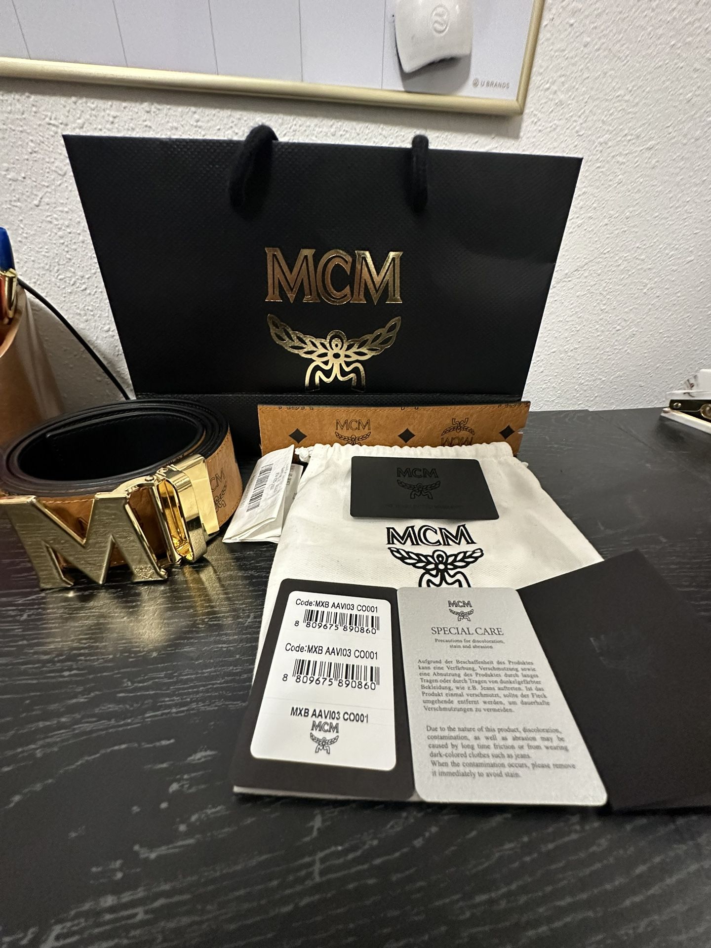 Authentic Men’s MCM Belt Receipt Included