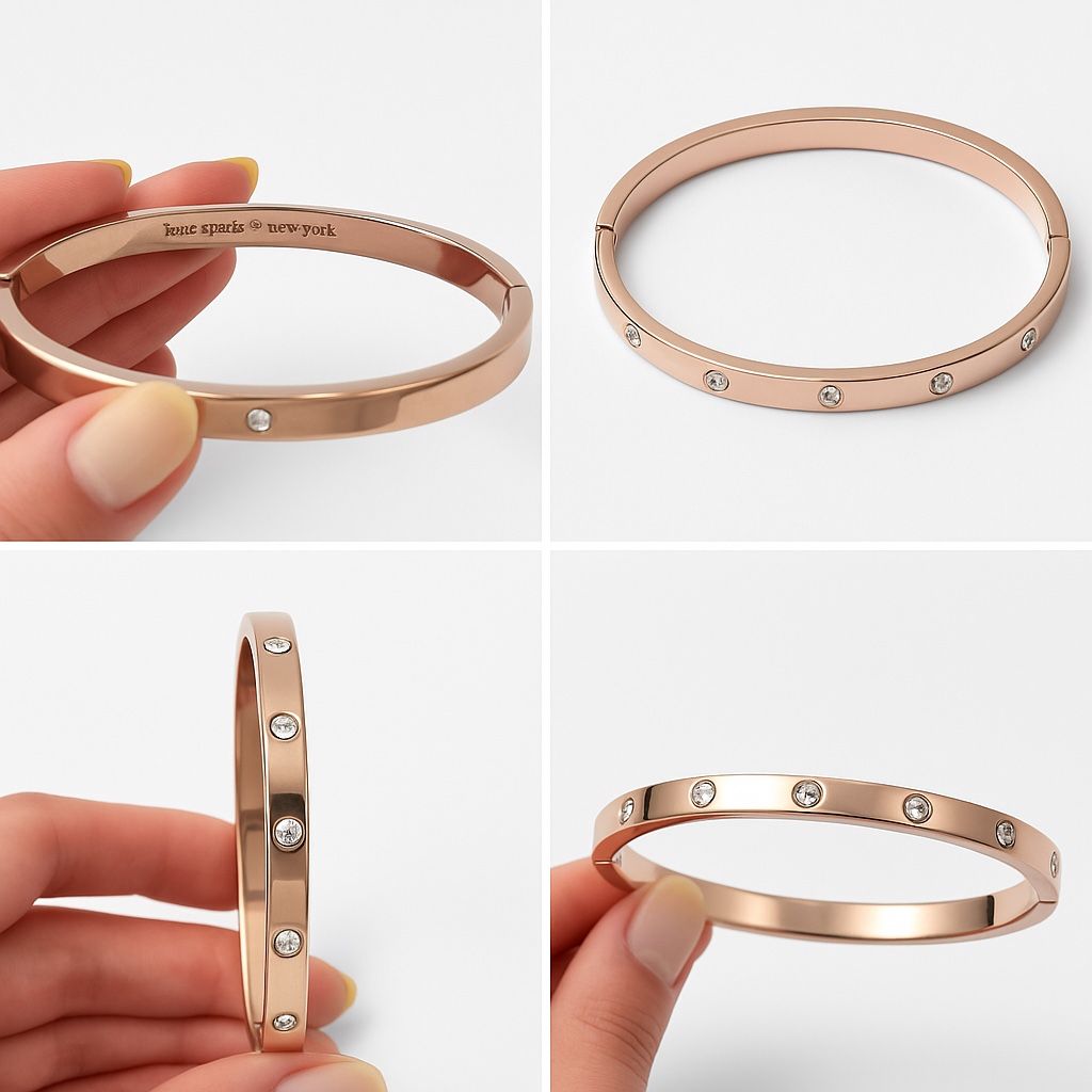  Kate Spade Rose Gold Crystal Bangle – Elegant & Authentic