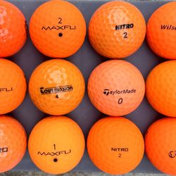 1 Dozen Orange Golf Balls Excellent 5A Clean Condition 