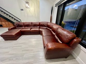 Large Top Grain Leather Sectional Sofa