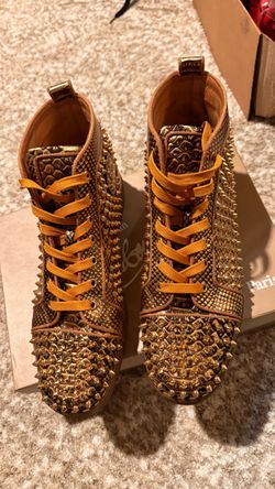 Christian Louboutin Gold Spiked High-Top Sneakers