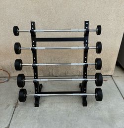 NEW 20-60 LBS Straight Bar Set with Rack, Home Gym Equipment  Fitness Weights Barbells Dumbbells