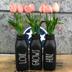 Milk Bottle Vases Matte Black