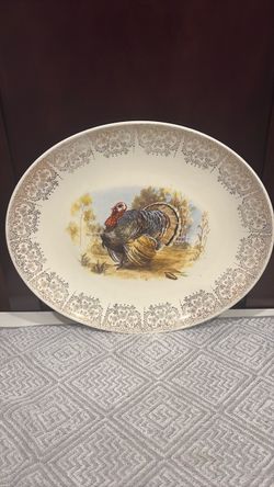Vintage Turkey Oval Serving Platter