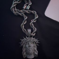 Silver Moissanite Jesus Pendant