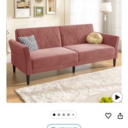 Velvet Futon Convertible Couch 
