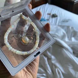 Ethiopian opal pendant silver s925 chain and bracelet 