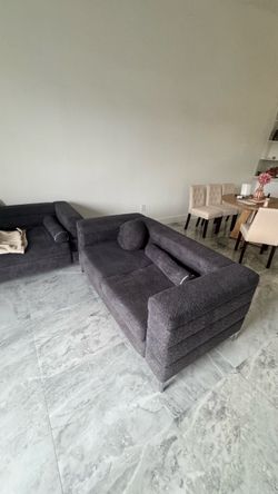 Juego de sala moderno de 2 piezas gris oscuro