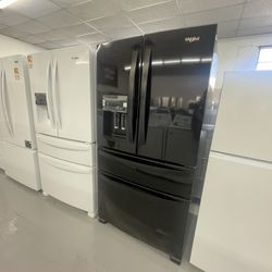  Whirlpool 36 in. 24.5 cu. ft. Wide French Door Bottom Mount Refrigerator in Black with Maximum Ice Capacity