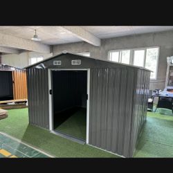Sales $320.00!!! (New in box) 8' L x 10'Wx 6' H galvanized steel Metal Storage Shed Outdoor Garden Backyard 8'x10' Storage.