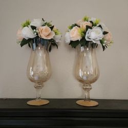 2 Glass Vases Flowers Not Included 