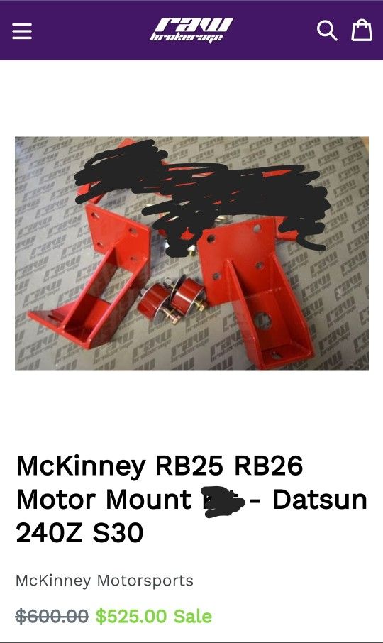 Datsun S30 240z 260z 280z, RB Engine Mount McKinney Motors *Engine NOT Included*