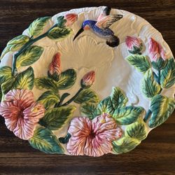 Hummingbird Hibiscus Platter