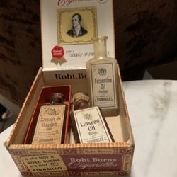 Antique Bottles with Cigar Box