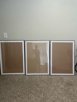 Set of 3 Black Picture Frames with White Mat