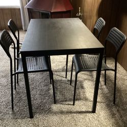 IKEA Black Dining Table +4 Chairs-Excellent Condition 