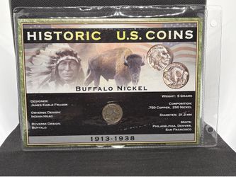 1935 Buffalo Nickel in Historic U.S. Coins Display Card