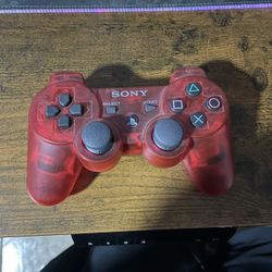 PS3 Red transparent controller