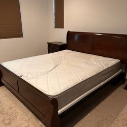 Cal king Bed With Night Stand