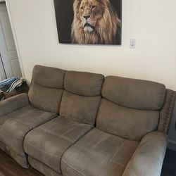 Power Reclining Couch and Chair Set – Electric Recliner Sofa with USB Ports, Adjustable Headrest, Li
