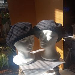 Black And Gray Beret Style Hats