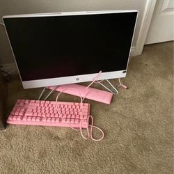 HP All-in-One Desktop Computer + Pink Keyboard & Mous