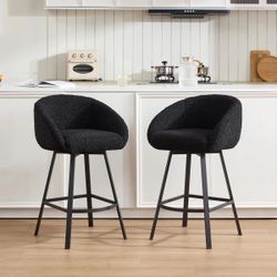 3 Modern Swivel Upholstered 26.6" Sherpa Counter Stool with Metal Frame