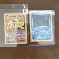 Shining gyarados and base set charizard Pokemon