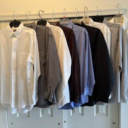 Quality Long Sleeve Dress/Business Shirts, lot of 9, excellent condition.  Croft & Barrow, Van Heusen, Club Room, The Executive, Vito Rufolo, etc.  Al
