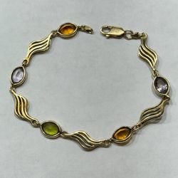 14k yellow Gold and Gemstone Bracelet