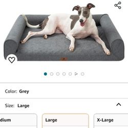 Orthopedic Dog Bed for Large Dogs Egg-Crate Foam Waterproof L Pet Bed with Sides Non-Slip Bottom Big Dog Couch Bed with Washable Removable Cover,Grey 