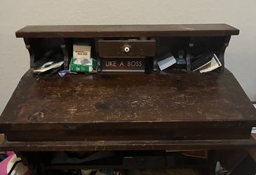 Wood old fashioned writing desk