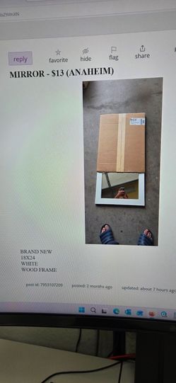 18x24 White Wood Frame Mirror