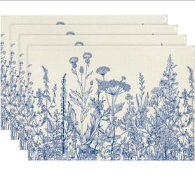 4 Blue Wild Flowers Table Mat