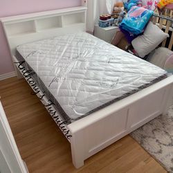 New White Full Size Bed & Bamboo Mattress 