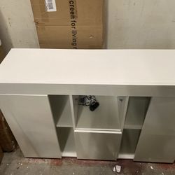 White Kitchen Sideboard Cupboard with LED Light and 2-Doors