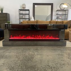 Fireplace Console With Bluetooth Speaker