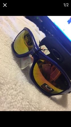 Blue Oakley sunglasses