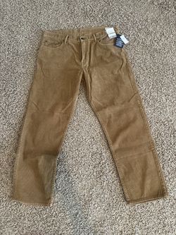 Gap Men's Corduroy Relaxed Straight Pants Brown Navy Flat Front Size 38x32