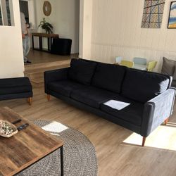 Campaign sofa And Ottoman 