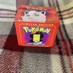 1999 Burger King Pokemon 23K Gold Plated Trading Card Jigglypuff Ball, Box & Cert of Authenticity