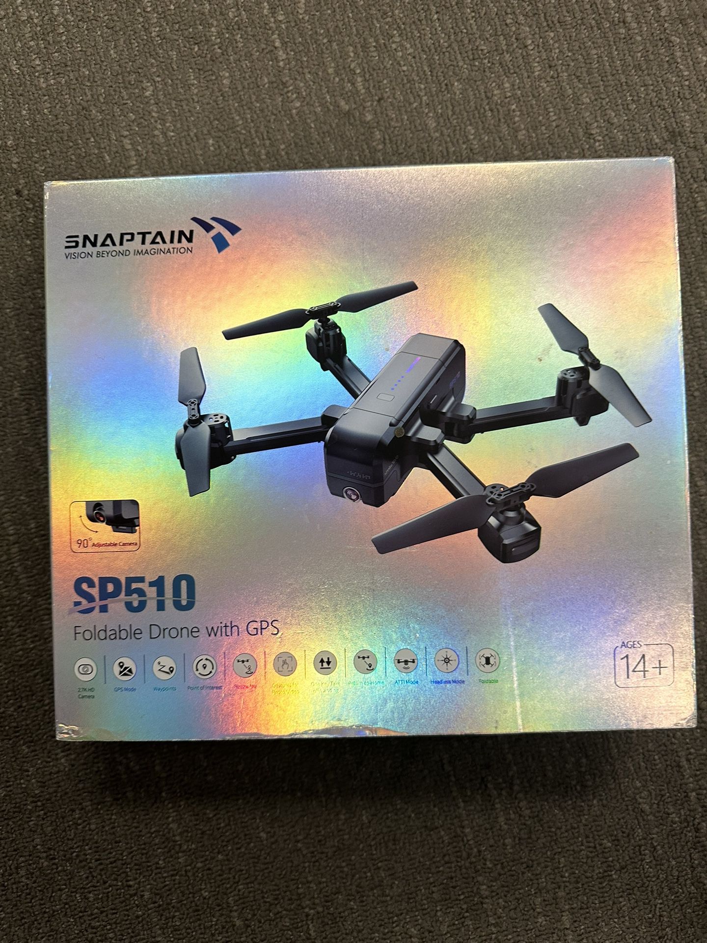 SNAPTAIN SP510 Foldable GPS FPV Drone with 2.7K Camera for Adults UHD Live Video RC Quadcopter for Beginners with GPS, Follow Me, Point of Interest, W