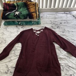 Burgundy Women Cardigan 