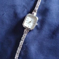 Silver Watch With Stones