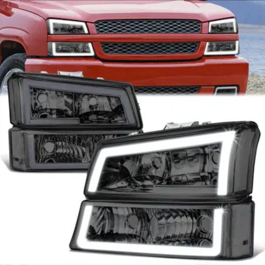 03-06 Chevrolet Silverado Avalanche LED DRL Headlights Luces Micas Calaveras Faros Faroles Focos Headlamps Chevy 