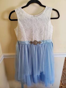Girls Dress Size 14 Kids White Blue new