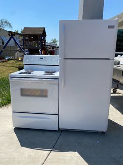 Two Doors Top Freezer And Electric Stove Set