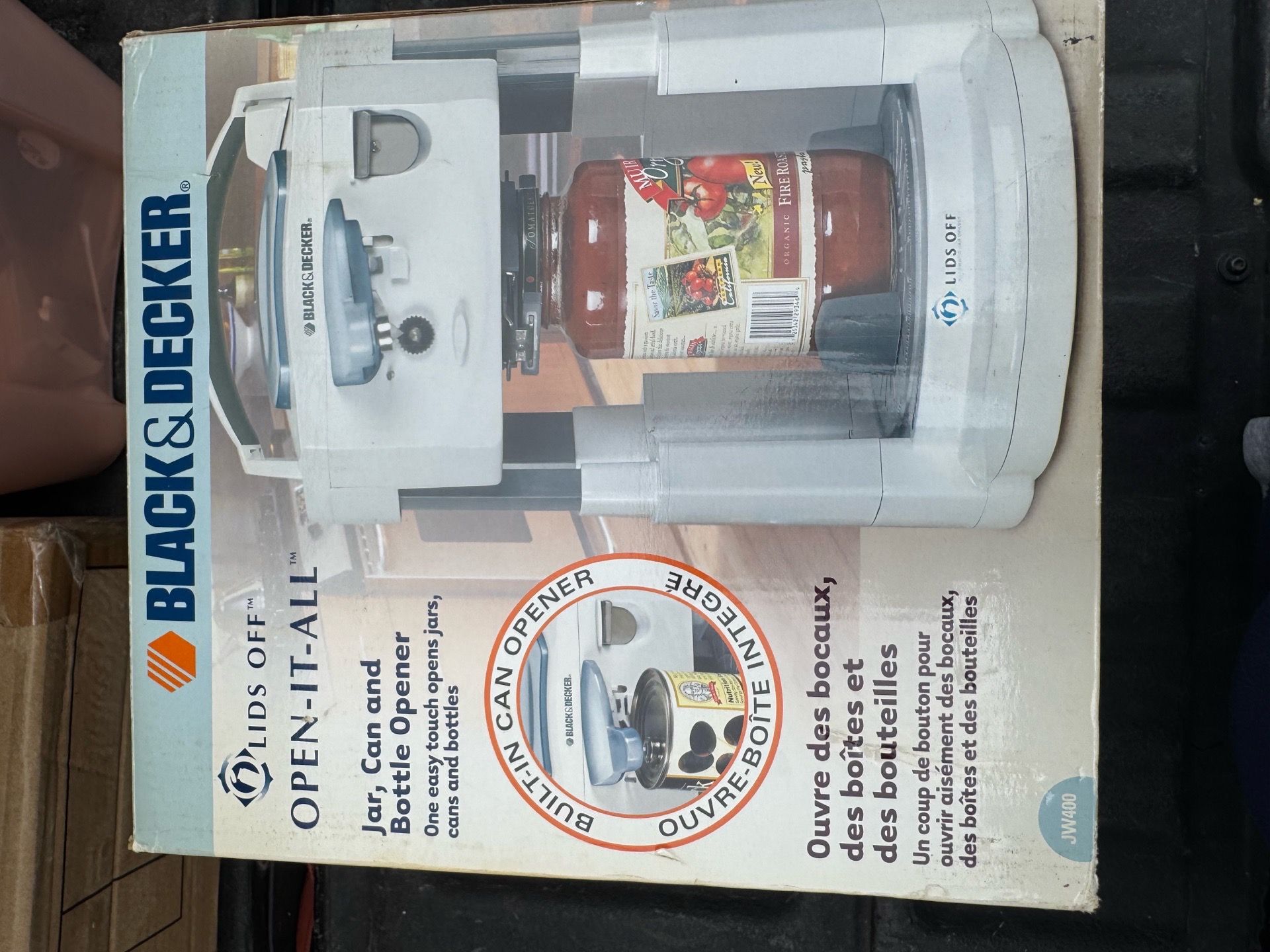 Black & Decker LIDS OFF Automatic Jar Opener Electric White Open Box Counter Top